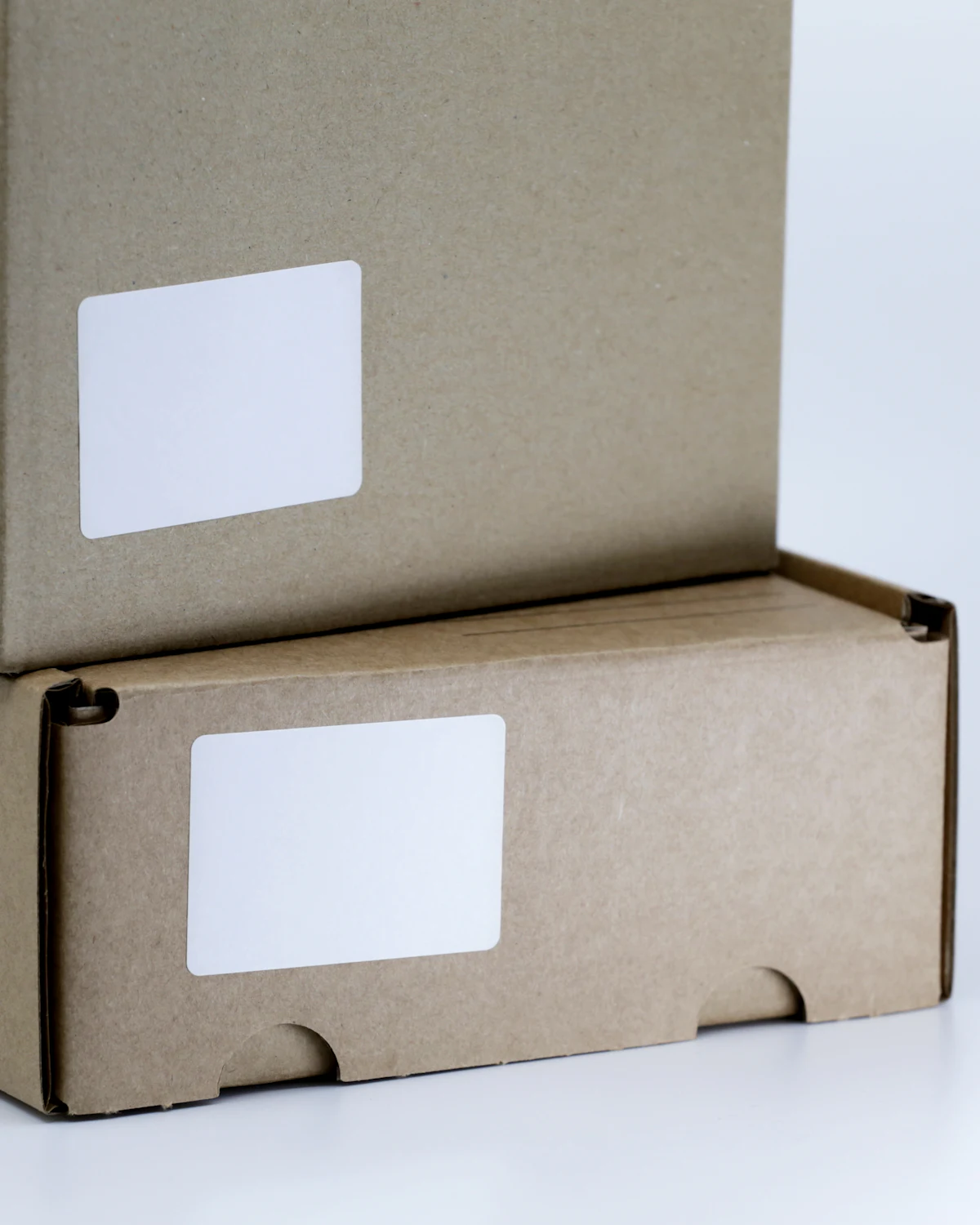 Sealed cardboard box on a white table